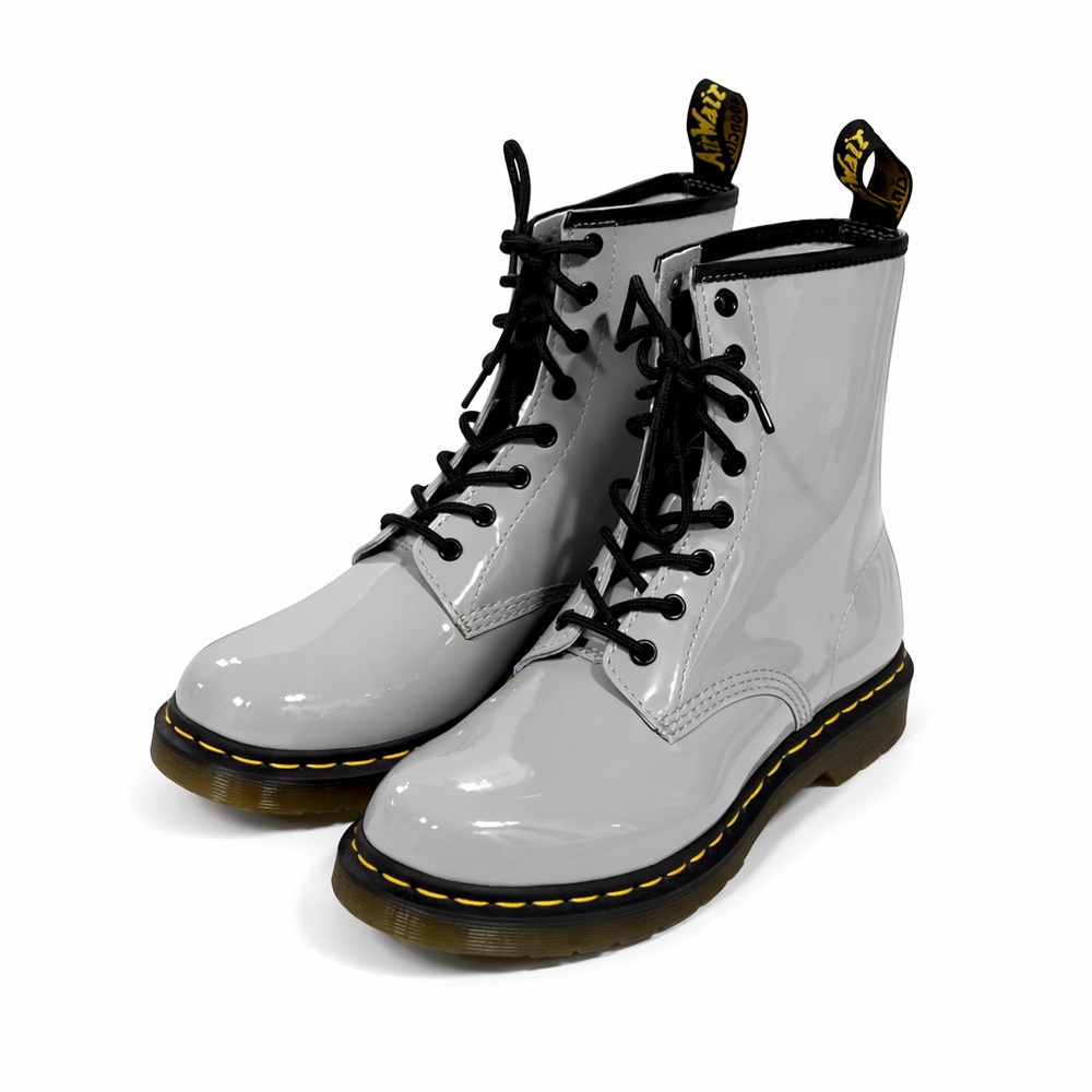 Dr.‎ Martens Women's Glossy Gray Combat Boots